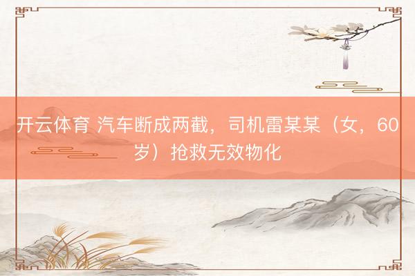 开云体育 汽车断成两截，司机雷某某（女，60岁）抢救无效物化